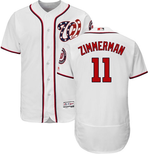 Nationals #11 Ryan Zimmerman White Flexbase Authentic Collection Stitched MLB Jersey - Click Image to Close